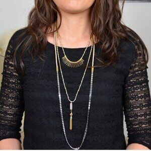 💜 Stella & Dot Riad Multi Strand Layering Necklace Versatile NIB